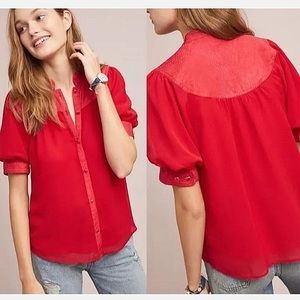 Anthropologie Maeve Red Lavoie Blouse
